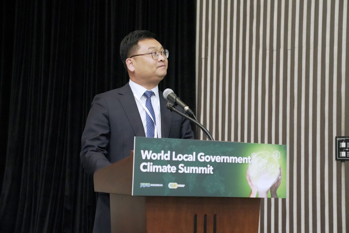 He Fei, Vice Mayor of Guiyang, speaks at a session titled "Climate Action in Harmony with Nature" 